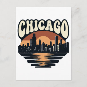 Carte Postale Ciel de Chicago Lac Michigan Vintage Tour Willis