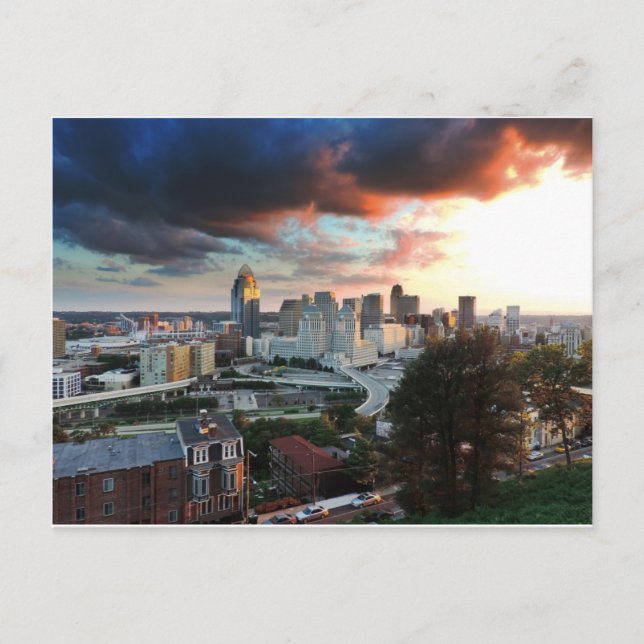 Carte Postale Ciel de Cincinnati au coucher du soleil (Devant)