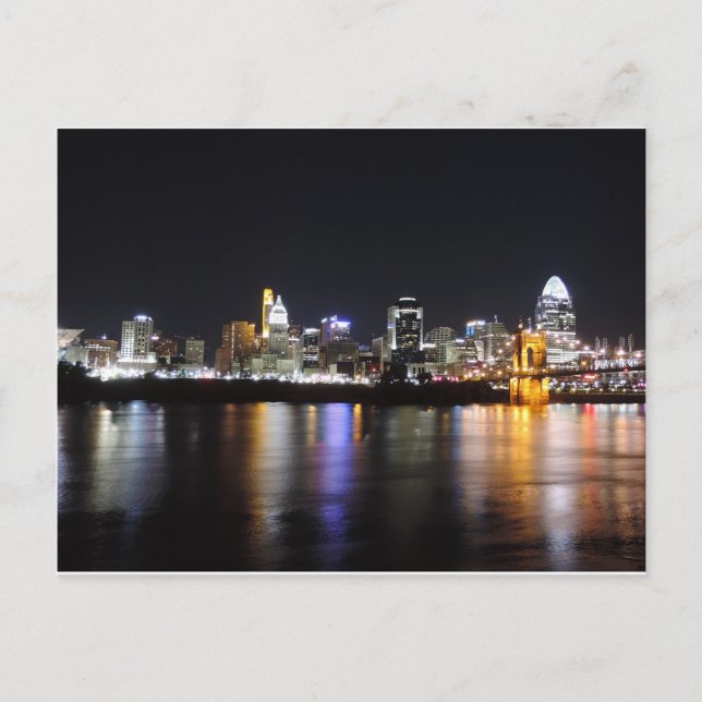Carte Postale Ciel de Cincinnati la nuit (Devant)