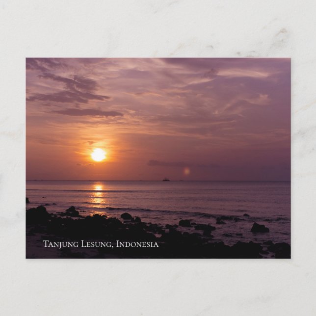 Carte Postale Ciel de coucher de soleil à la plage Silhouette de (Devant)