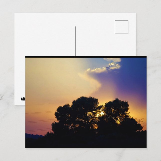 Carte Postale Ciel de coucher de soleil électrique (Devant / Derrière)
