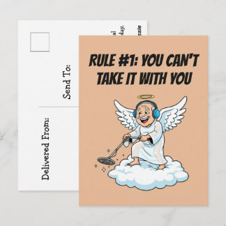 Carte Postale Ciel de détection de métal Ange Anniversaire Humou