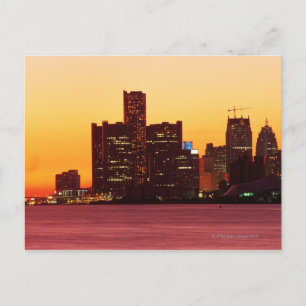 Carte Postale Ciel de Détroit au coucher du soleil coloré