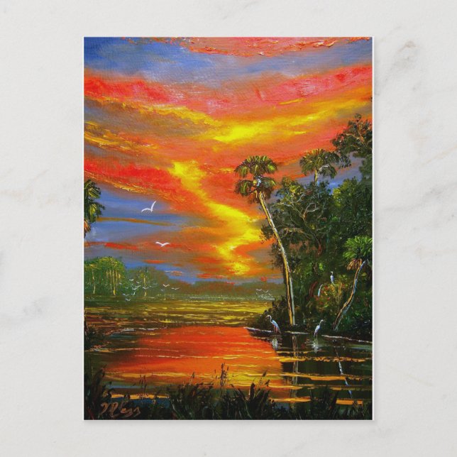 Carte Postale Ciel de feu au coucher du soleil (Devant)