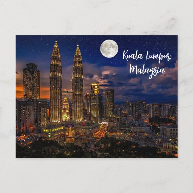 Carte Postale Ciel de Kuala Lumpur la nuit (Devant)
