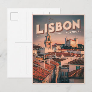 Carte Postale Ciel de Lisbonne vintage cadeaux de voyage Portuga