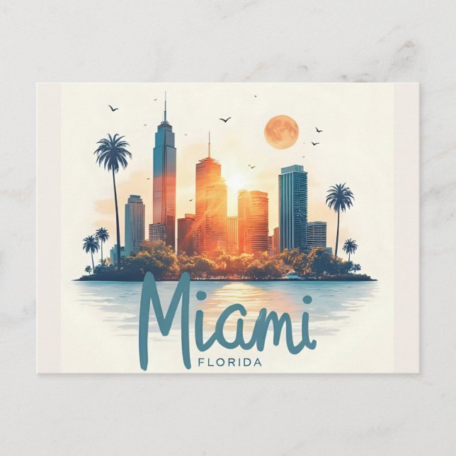 Carte Postale Ciel de Miami City Floride (Devant)