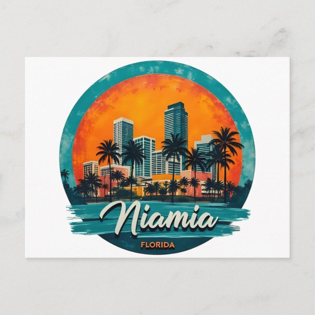 Carte Postale Ciel de Miami City Floride (Devant)