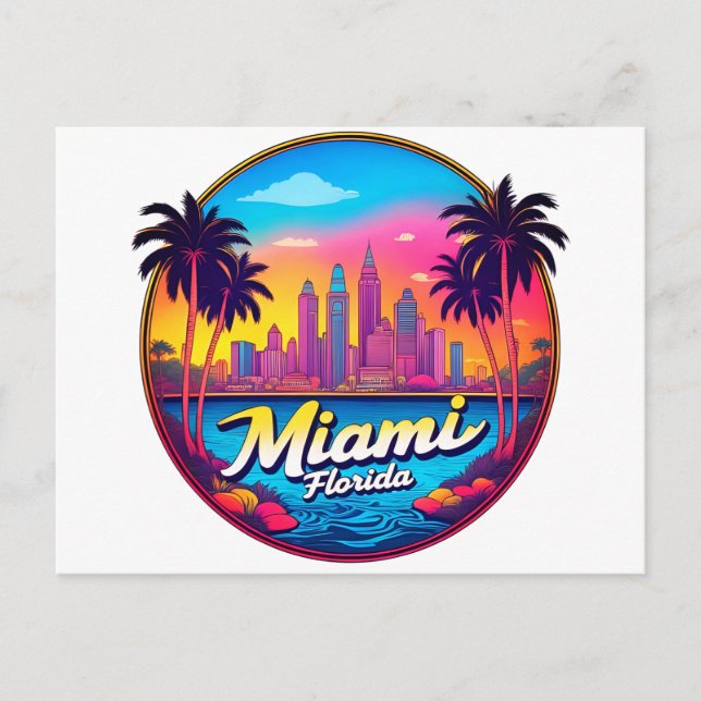 Carte Postale Ciel de Miami City Floride (Devant)