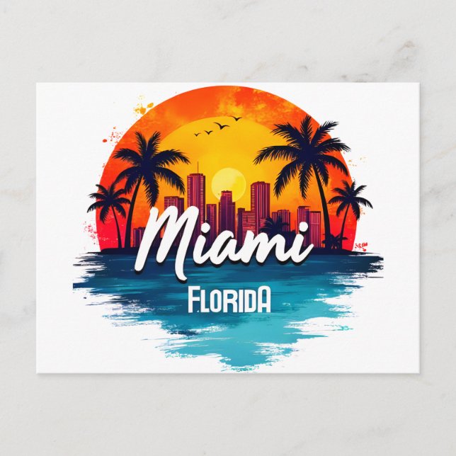 Carte Postale Ciel de Miami City Floride (Devant)