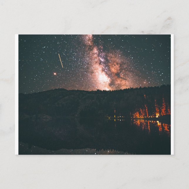 Carte Postale ciel de nuit du feu de camp (Devant)