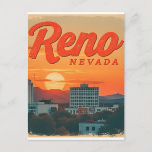 Carte Postale Ciel de Reno City Nevada au coucher du soleil vint