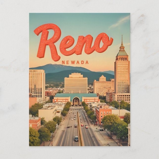 Carte Postale Ciel de Reno Nevada vintage (Devant)