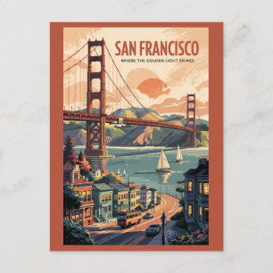 Carte Postale Ciel de San Francisco Californie Voyage Art Rétro