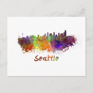 Carte Postale Ciel de Seattle en aquarelle