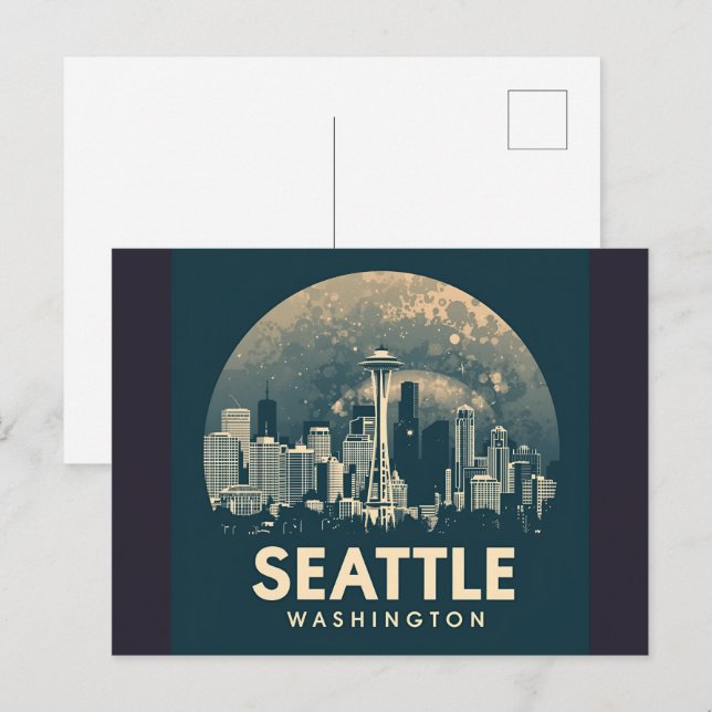 Carte Postale Ciel de Seattle, Washington (Devant / Derrière)
