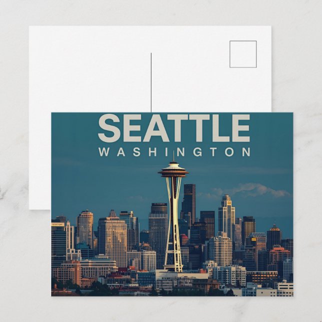 Carte Postale Ciel de Seattle, Washington (Devant / Derrière)