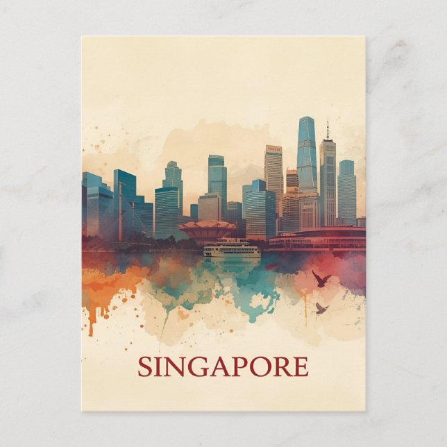 Carte Postale Ciel de Singapour rétro (Devant)