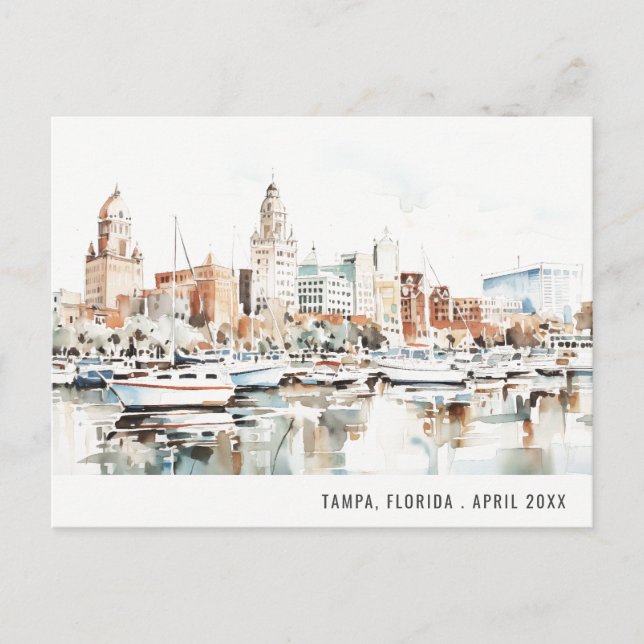 Carte Postale Ciel de Tampa Floride Aquarelle Voyage (Devant)