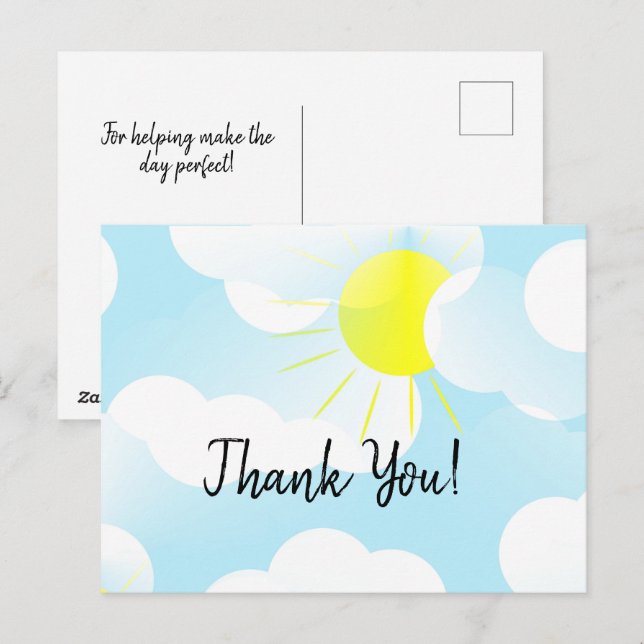 Carte Postale Ciel d'été bleu ensoleillé avec des nuages Merci (Devant / Derrière)