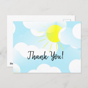 Carte Postale Ciel d'été bleu soleil avec nuages Merci