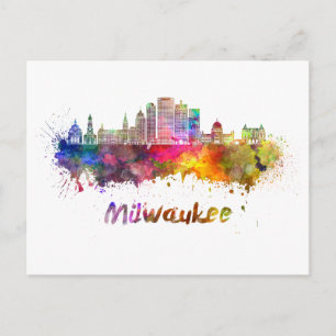 Carte Postale Ciel Milwaukee V2 en aquarelle
