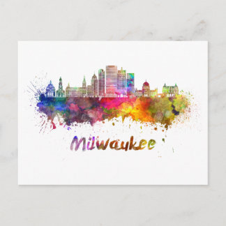 Carte Postale Ciel Milwaukee V2 en aquarelle