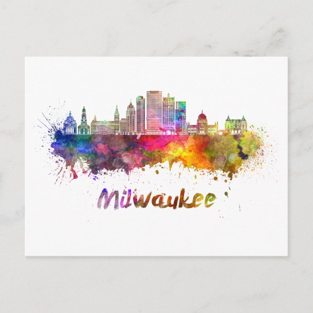 Carte Postale Ciel Milwaukee V2 en aquarelle (Devant)