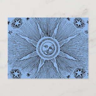 Carte Postale Ciel Nocturne Antique Étoiles Soleil Zodiaque Médi