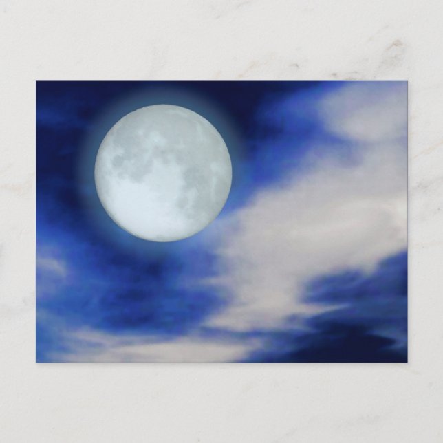Carte Postale Ciel nocturne avec lune et nuages (Devant)