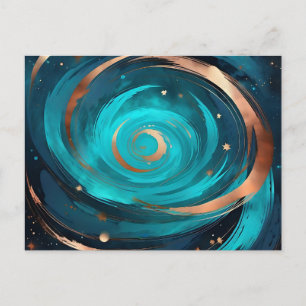 Carte Postale Ciel Nocturne Nebula Turquoise Et Cuivre Métal
