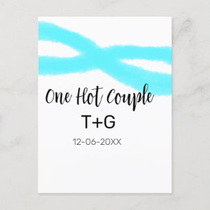 Carte Postale Ciel pastel bleu aqua un couple chaud ajouter nom 