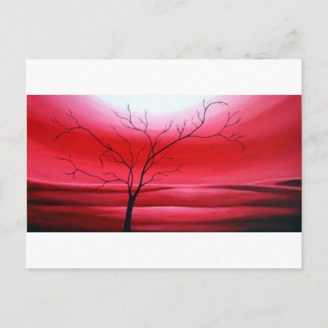 Carte Postale Ciel rouge arbre Abstrait (Devant)