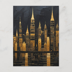 Carte Postale Ciel urbain doré à minuit