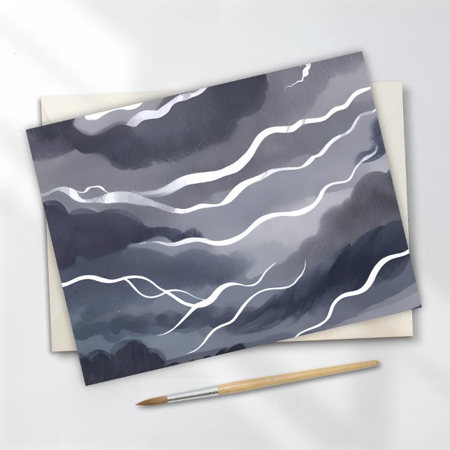 Carte Postale Cieux orageux | Aquarelle sombre (Créateur téléchargé)