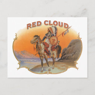 Carte Postale Cigar vintage Art Étiquette, Red Cloud Indian en c