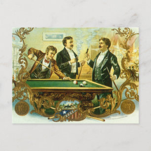 Carte Postale Cigar vintage Étiquette Art, Club Friends Billard