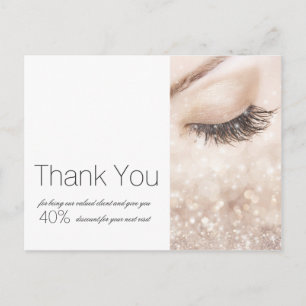 Carte Postale Cils Longs Glitter Beige Crème Merci