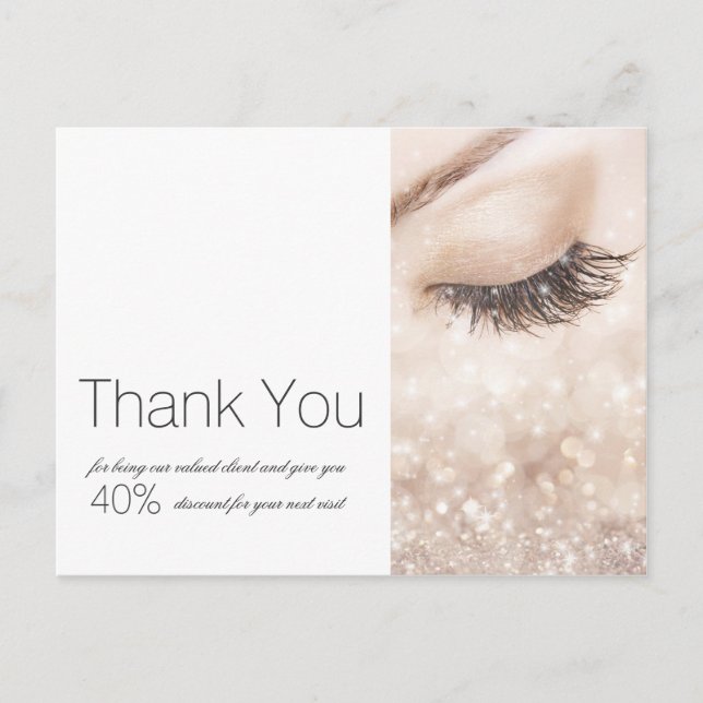 Carte Postale Cils Longs Glitter Beige Crème Merci (Devant)