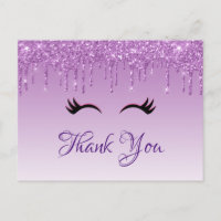 Cils noirs élégants & Paillettes violettes Merci