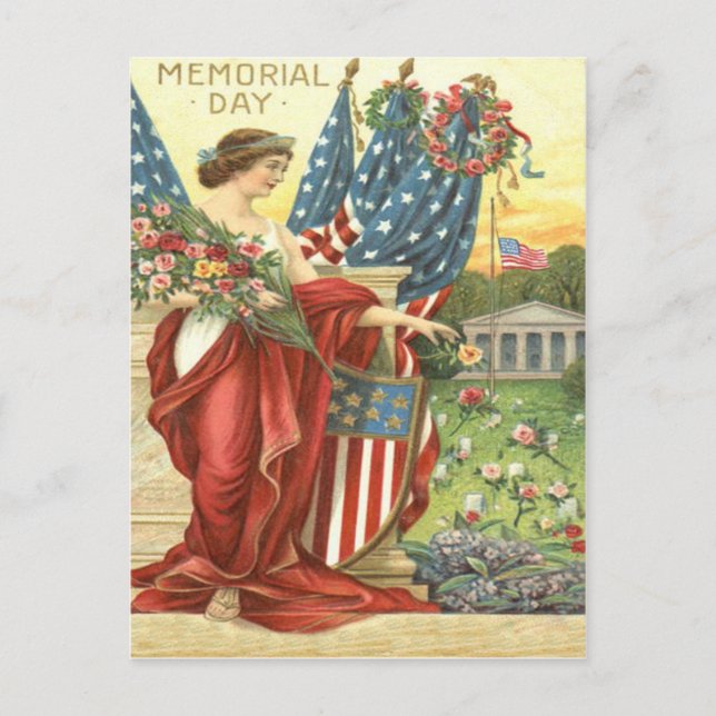 Carte Postale Cimetière de la Liberté Lady Wreath, Drapeau améri (Devant)