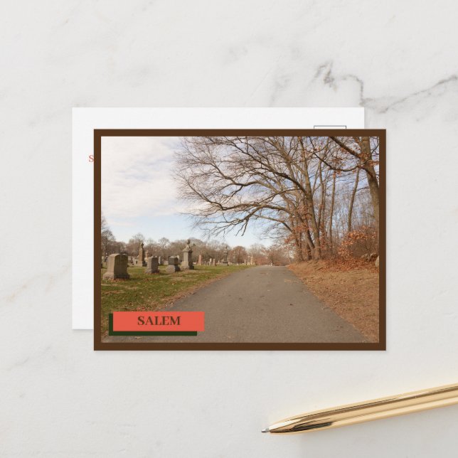 Carte Postale Cimetière Graveyard Salem Massachusetts (Devant/Arrière en situation)