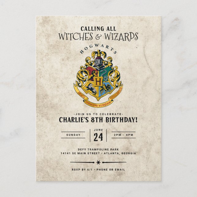 Carte Postale Cimier de Poudlard Harry Potter Anniversaire (Devant)
