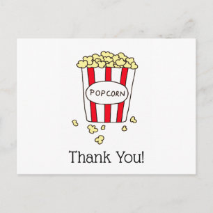 Carte Postale Cinéma Merci Seau de Popcorn Rouge et Blanc