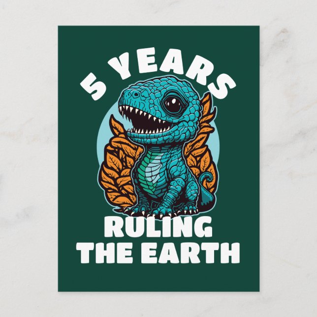 Carte Postale Cinq Ans D'anniversaire De Petit Dinosaure (Devant)