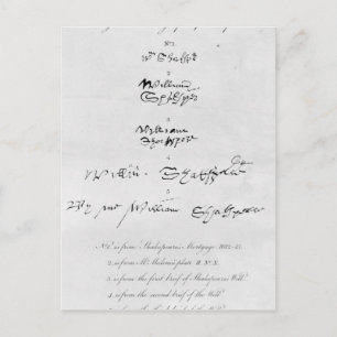 Carte Postale Cinq véritables autographes de William Shakespeare