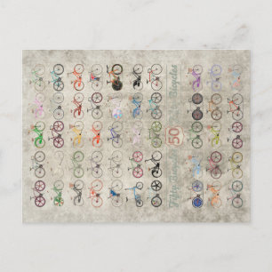 Carte Postale Cinquante bicyclettes