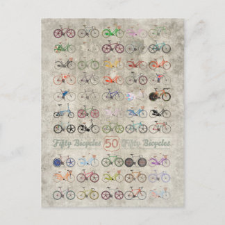Carte Postale Cinquante bicyclettes