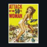 Carte Postale Cinquante Femmes Aliens<br><div class="desc">Fifty Foot Alien Women Science Fiction, Horror, and Imaginaire Illustration Art. Collection fantastique de bandes dessinées rétro disponibles sur t-shirts, casquettes, aimants frigo, épingles, boutons, tabliers, cartes de voeux, cartes postales, sacs, couvertures, fléchettes, serviettes, jarres de décorateur, tasses, bouteilles d'eau, et beaucoup d'autres idées cadeaux passionnants. Vente En Gros Disponible....</div>