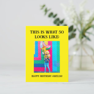 Carte Postale Cinquantième anniversaire personnalisé et drôle